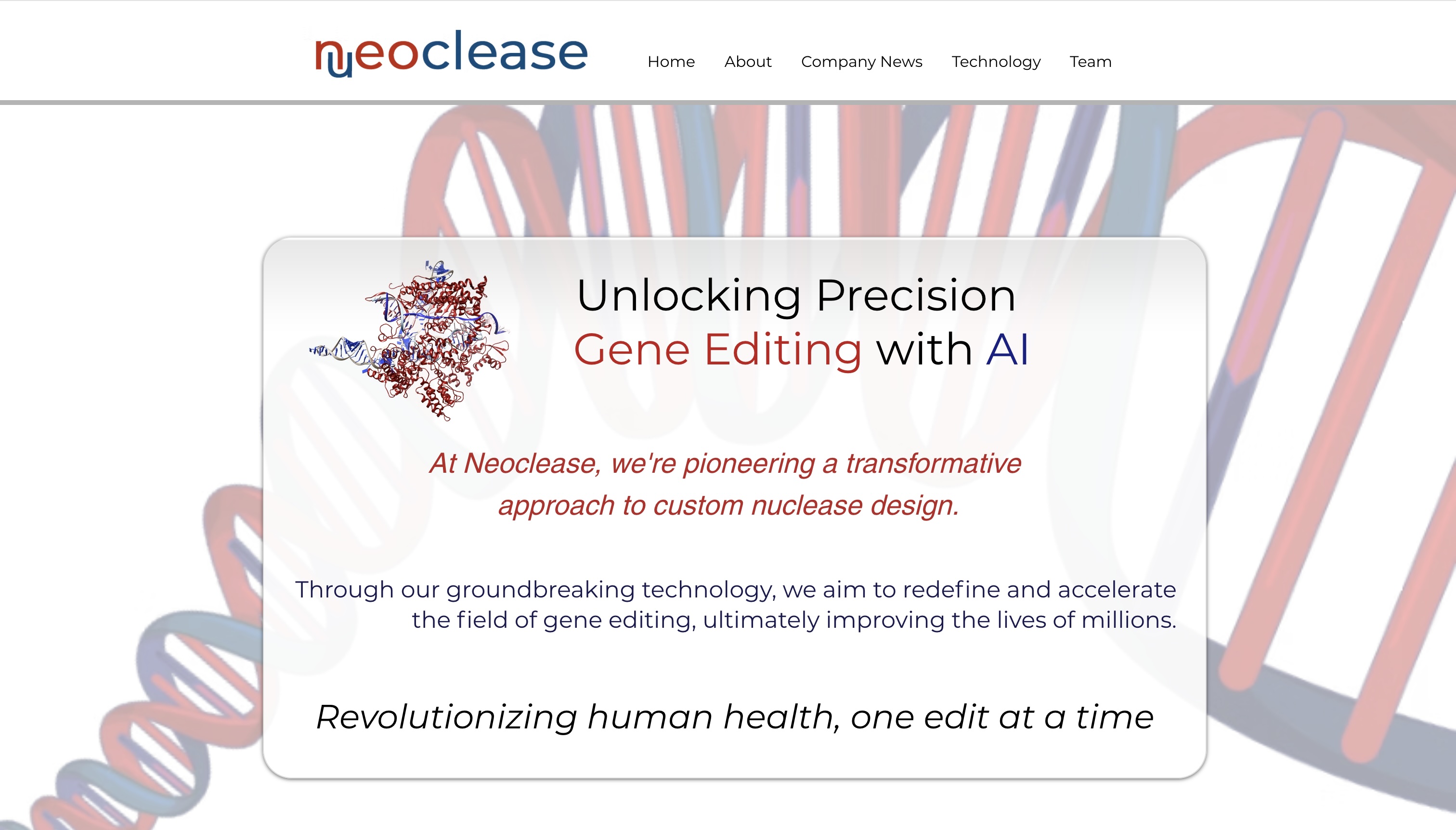 Old Neoclease homepage: an abstract category headline over paragraphs of vision copy.