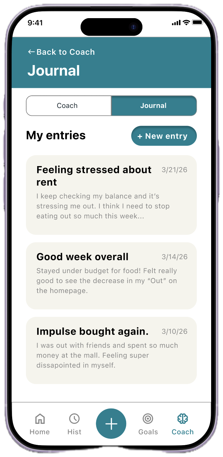 BFF journal screen